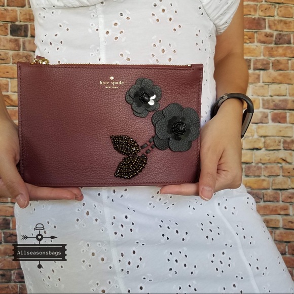 Kate Spade on purpose floral mini leather wristlet - Picture 2 of 6